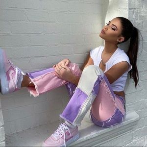 Pink & purple patchwork pants